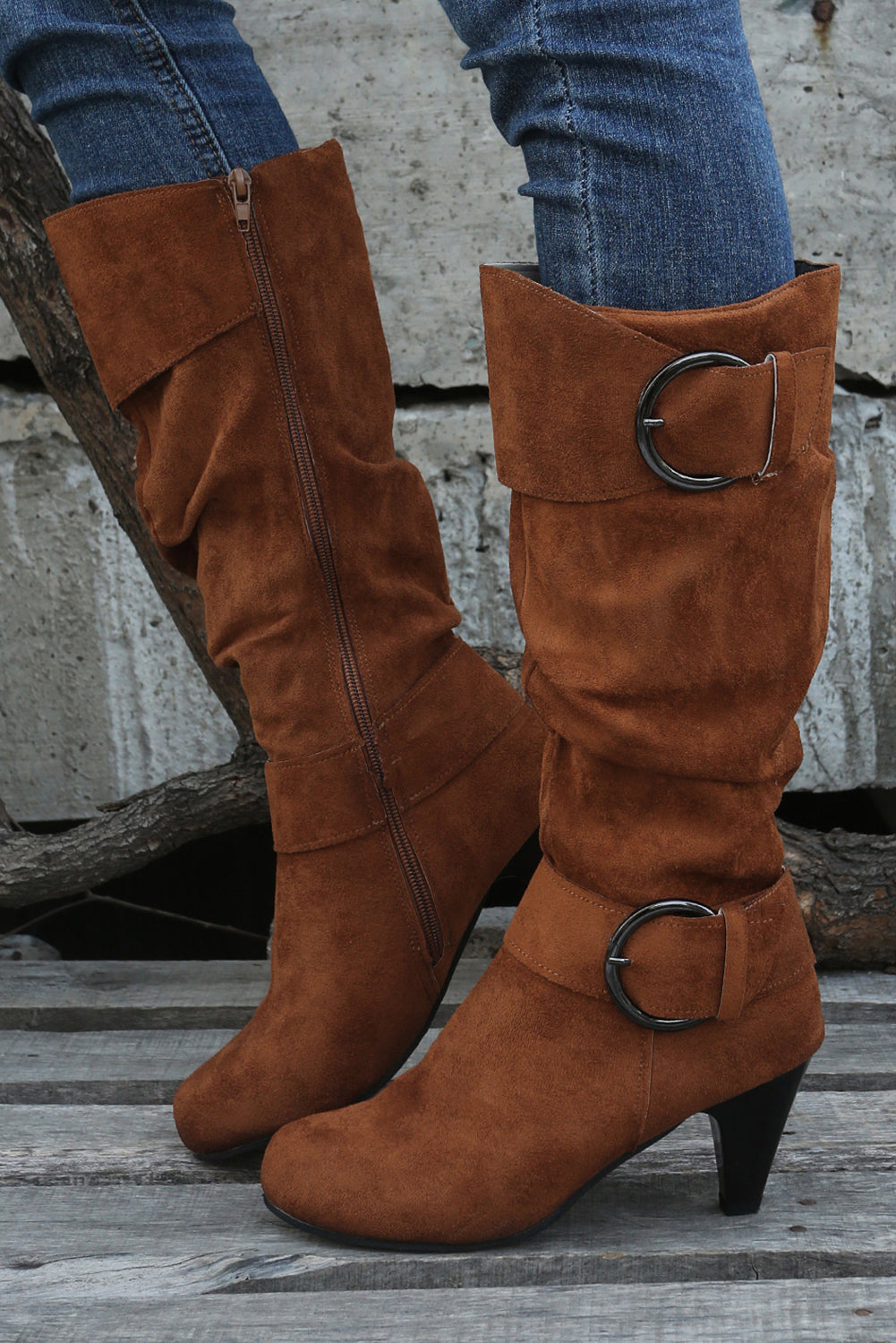 Heeled Buckle Boots