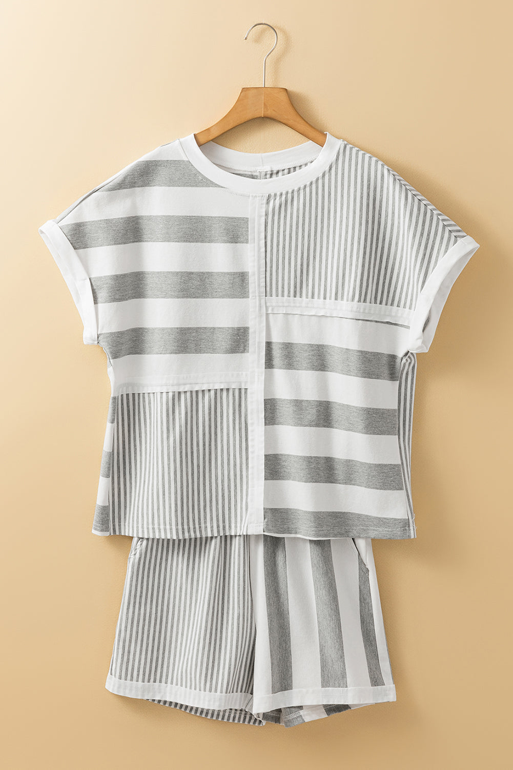 Grey Stripe Mixed Short Set