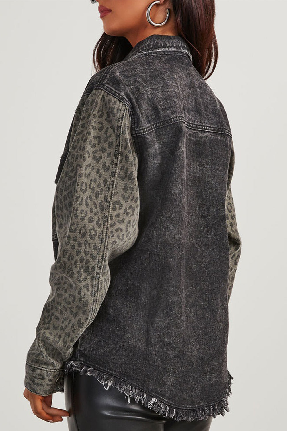 Leopard Raw Hem Shacket