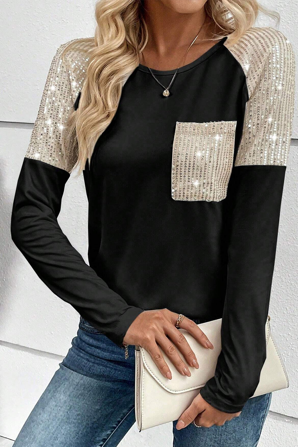 Sequins Pocket Tops