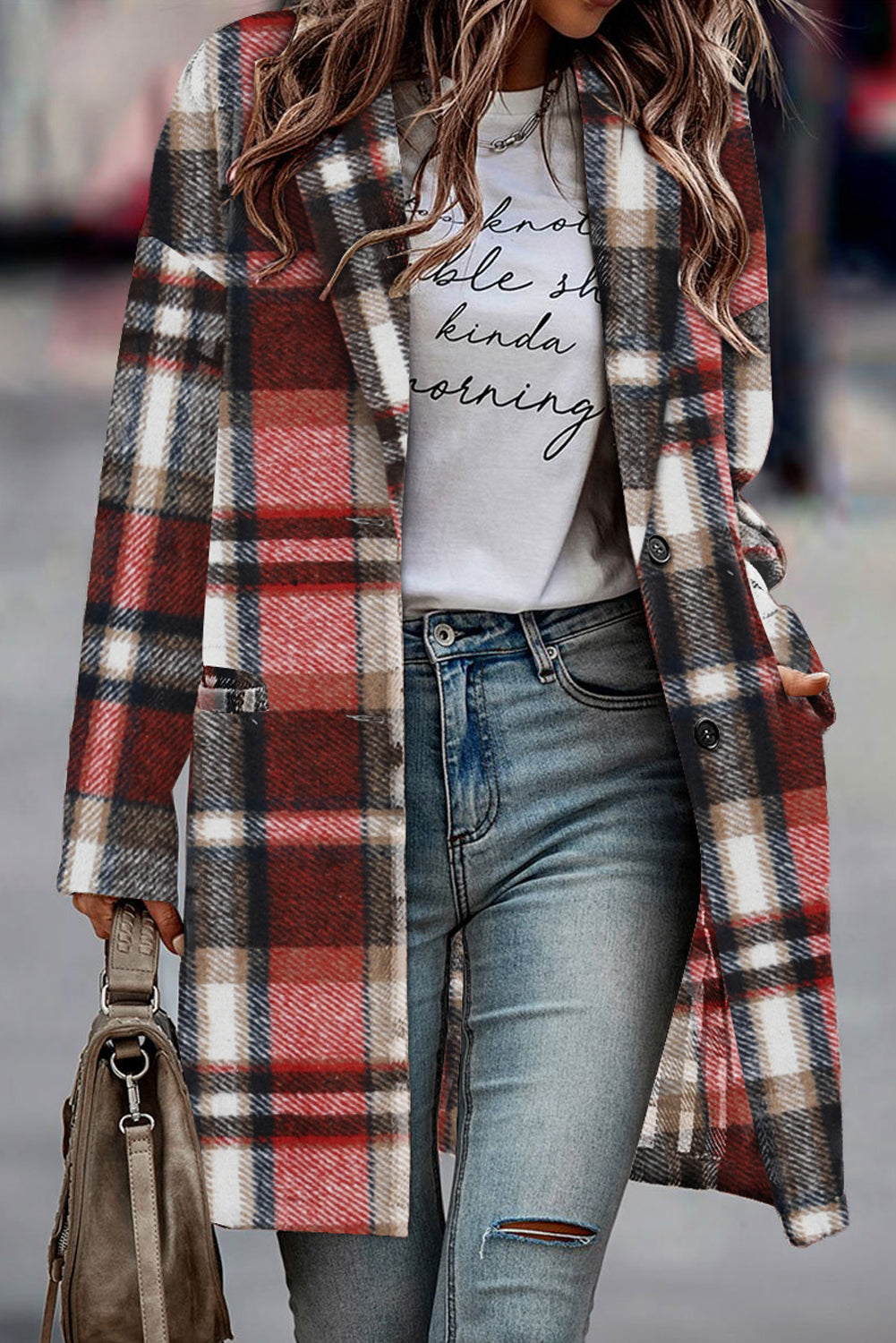 Plaid Lapel Coats