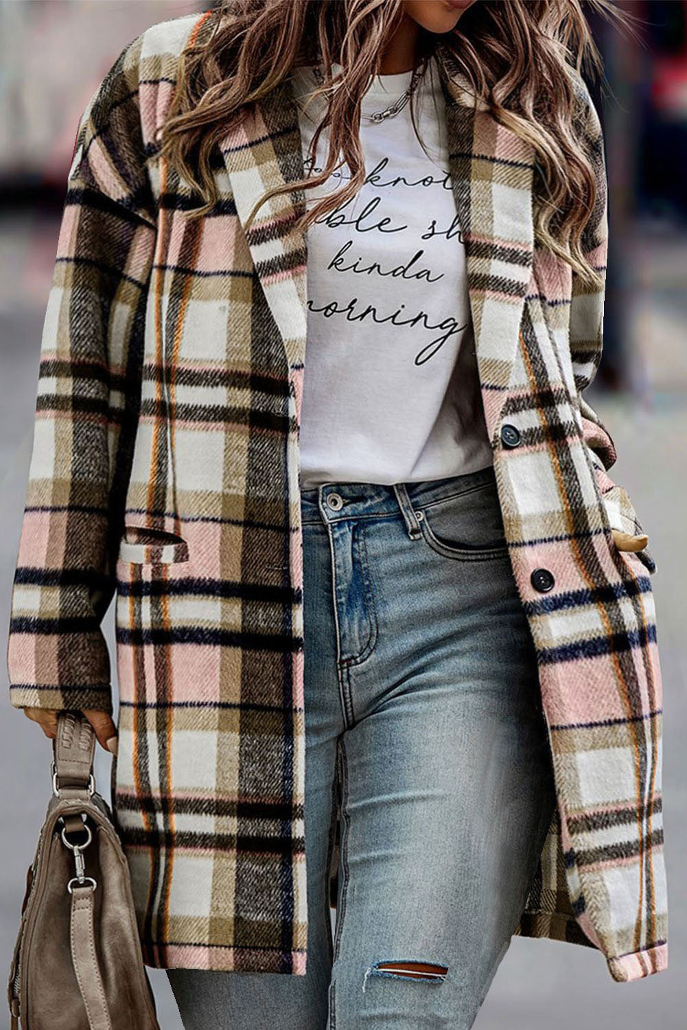 Plaid Lapel Coats