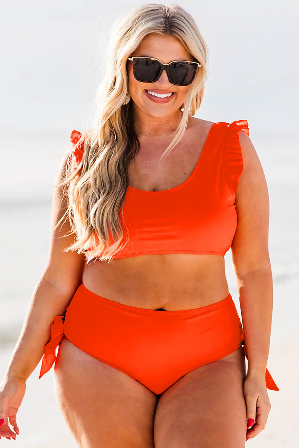 Orange Ruffle Bikini Set