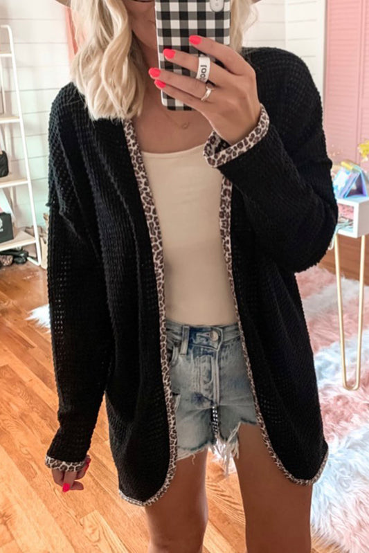 Leopard Waffle Cardigan