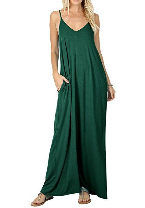 Solid Pocket Maxi Dresses