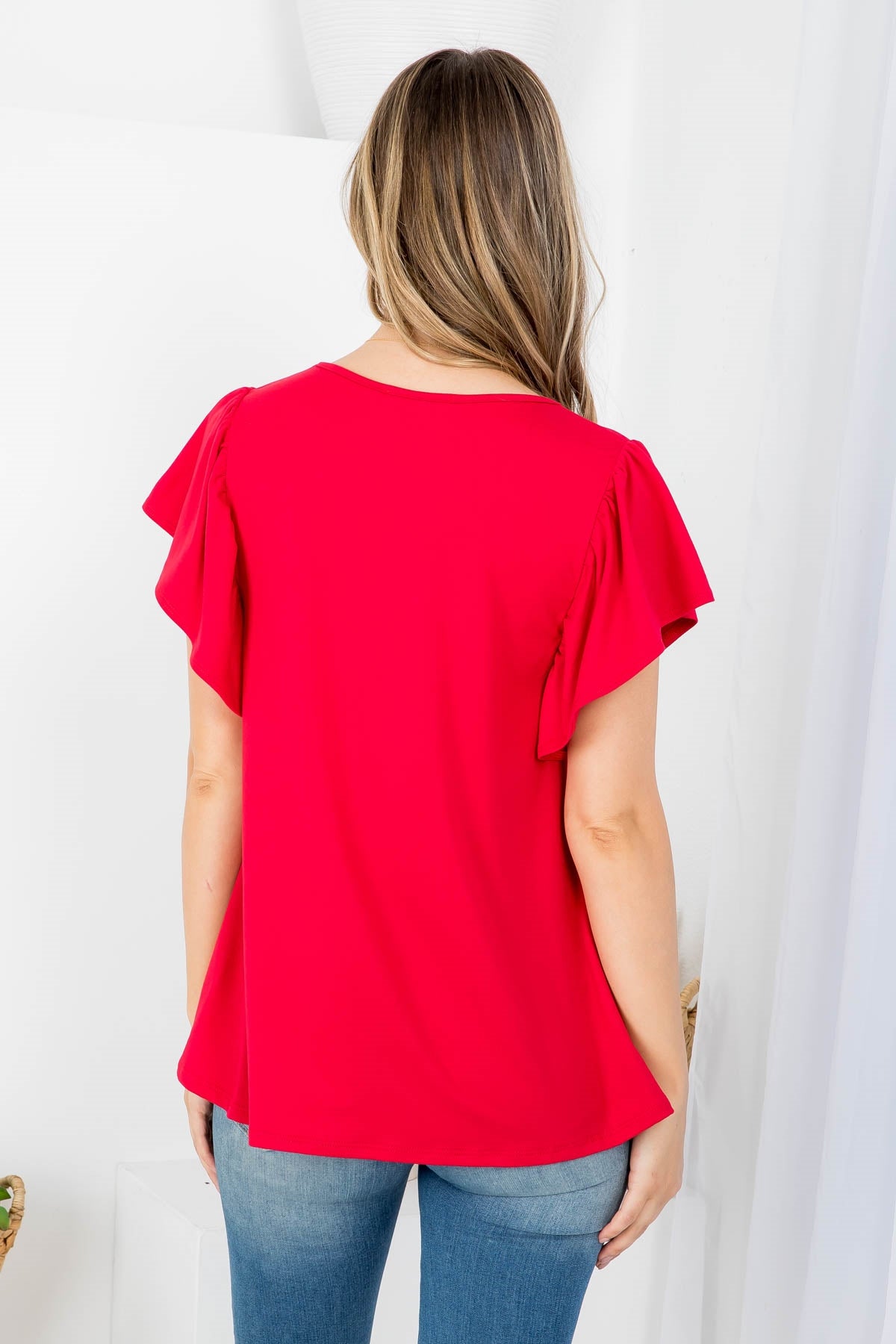 Red Flutter Top