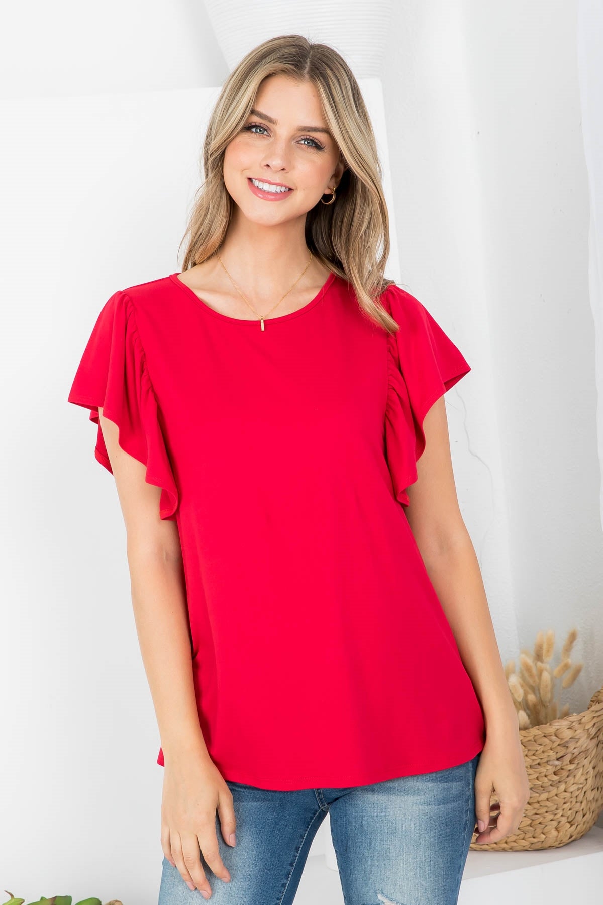 Red Flutter Top