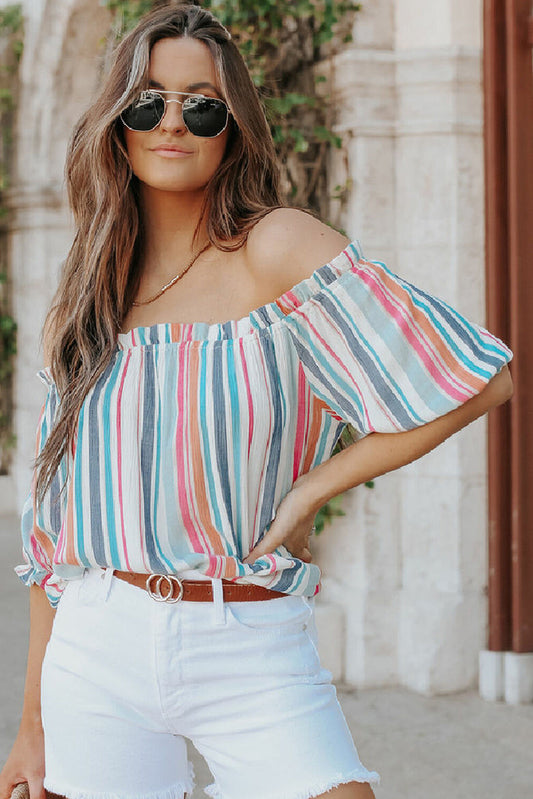 Off the Shoulder Stripe Top