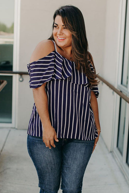Cold Shoulder Striped Top