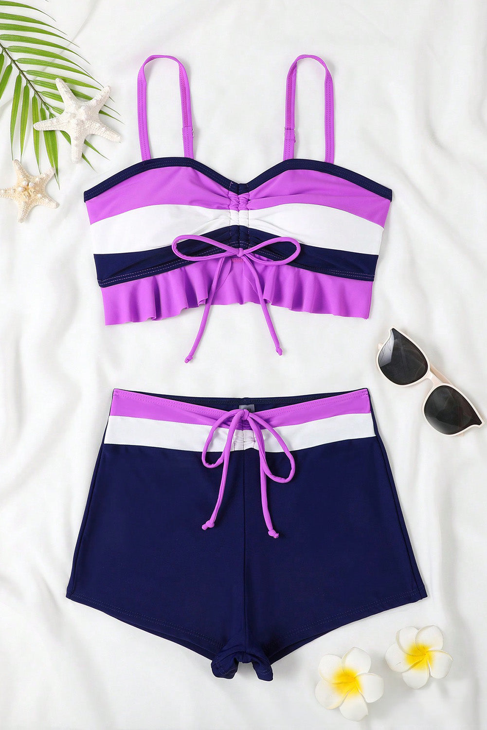 Purple Colorblock Bikini