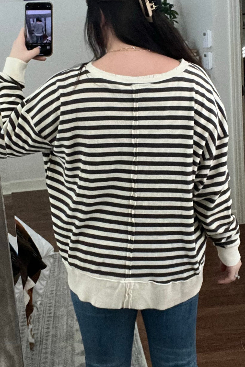 Black & White Ribbed V Neck