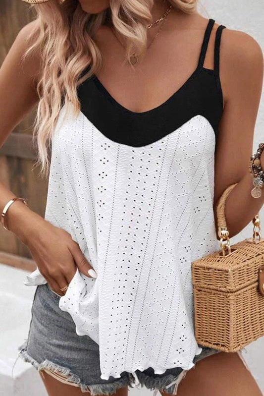 Two Tone Eyelet Tank