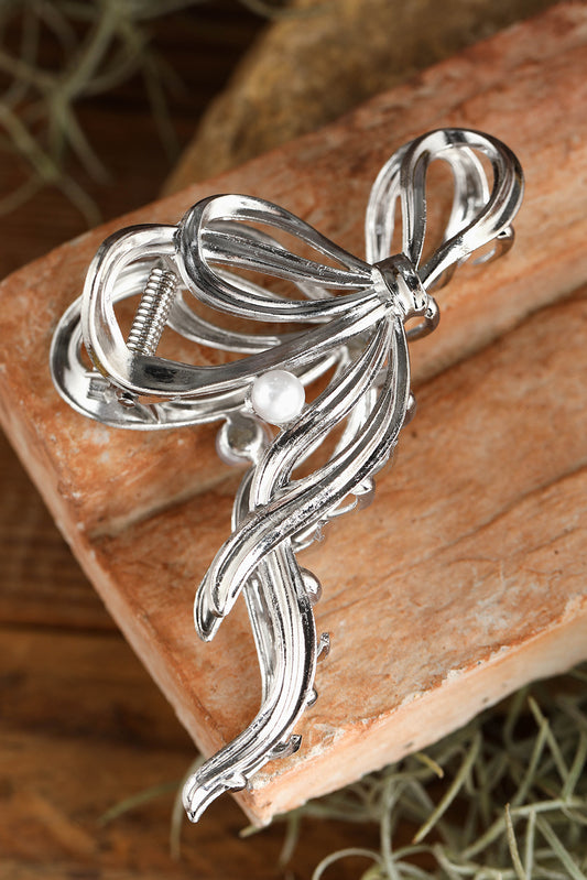 Silver Bow Hair Clip