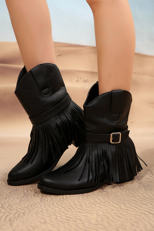 Wide Calf Fringe Boot