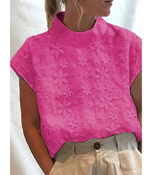 Floral Mock Neck Tops