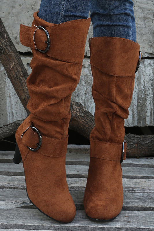 Heeled Buckle Boots