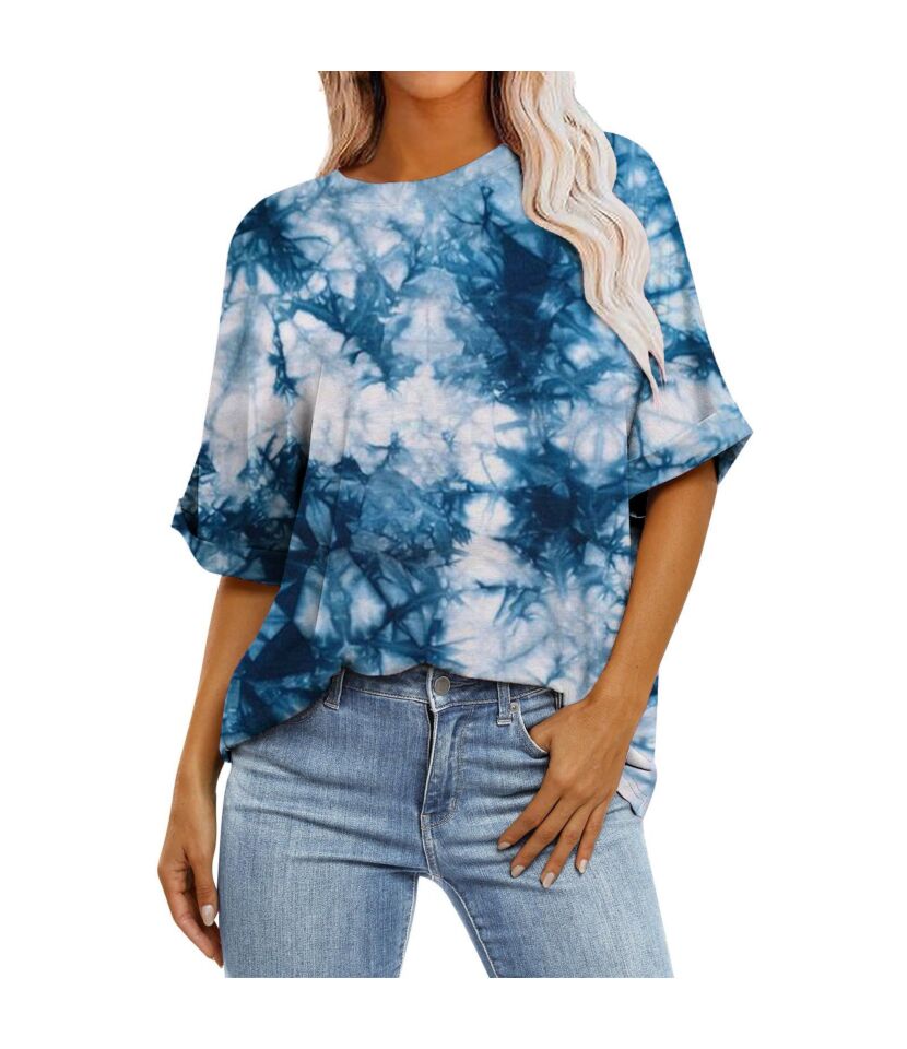 Tie Dye Cuff Sleeve Tee