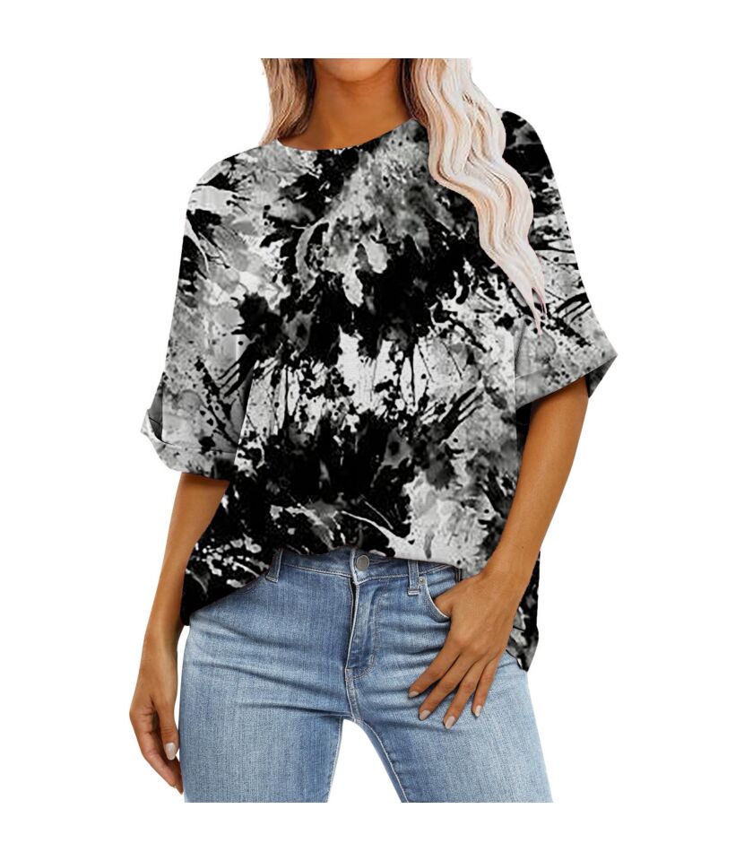 Tie Dye Cuff Sleeve Tee