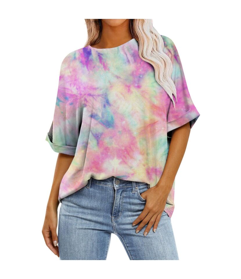 Tie Dye Cuff Sleeve Tee