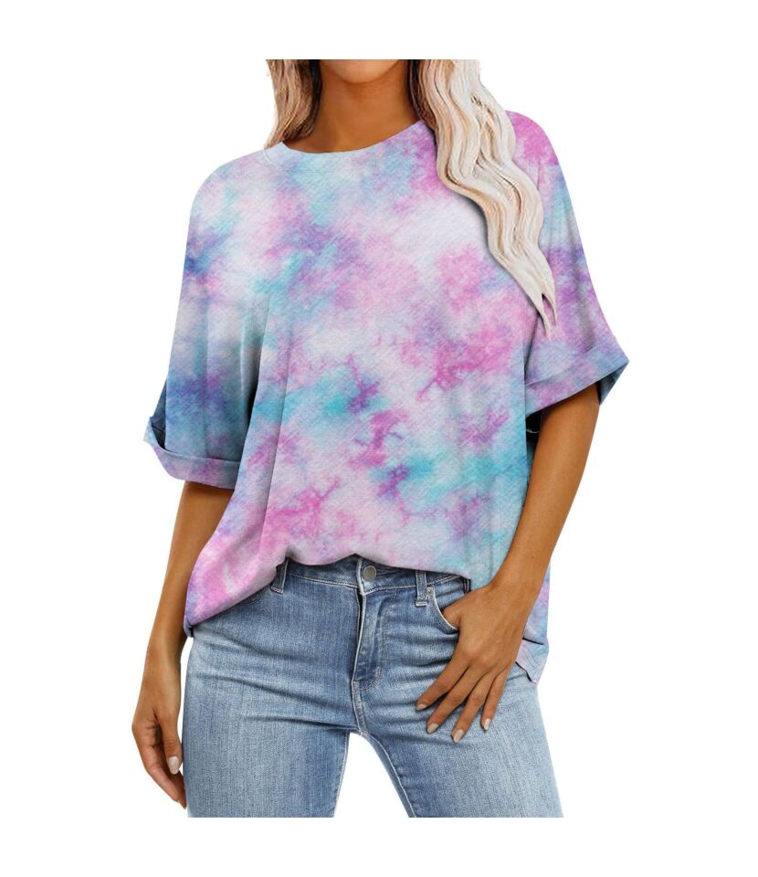 Tie Dye Cuff Sleeve Tee