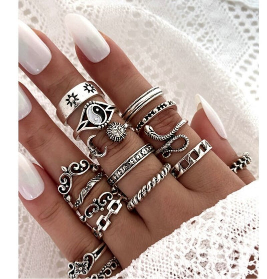 Sun & Moon Ring Set
