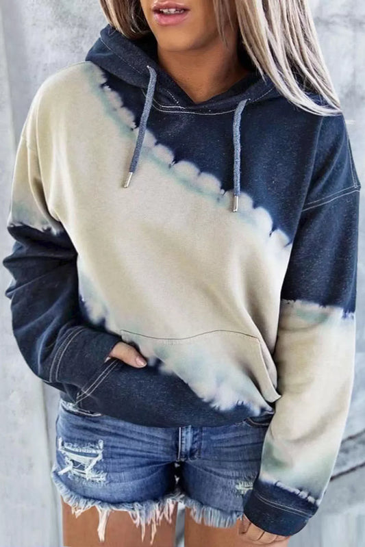 Tie Dyed Color Block Hoodie