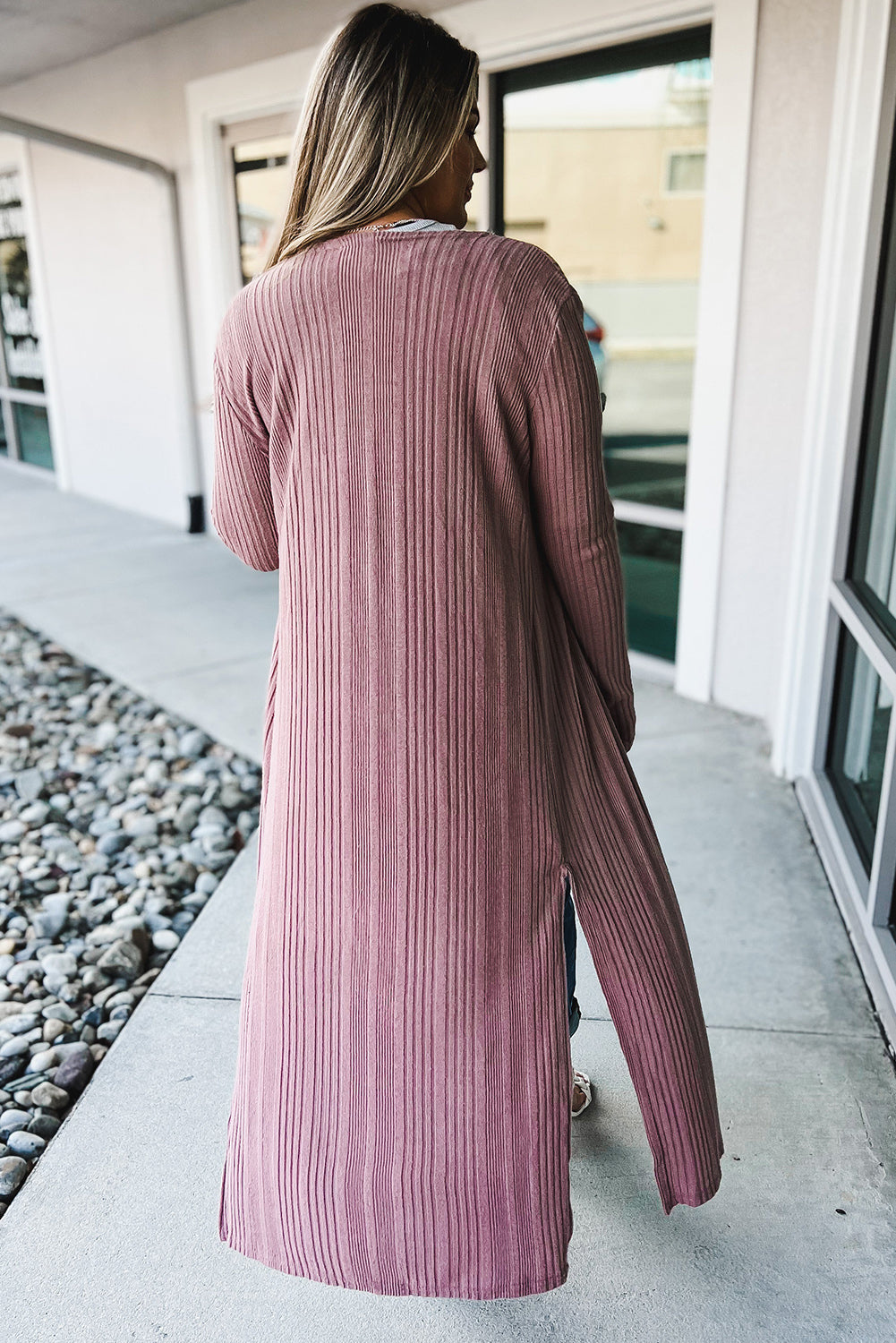 Open Front Ribbed Cardigan
