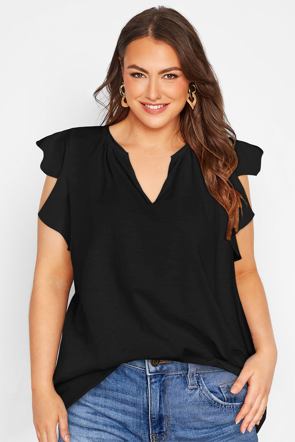 V Neck Ruffle