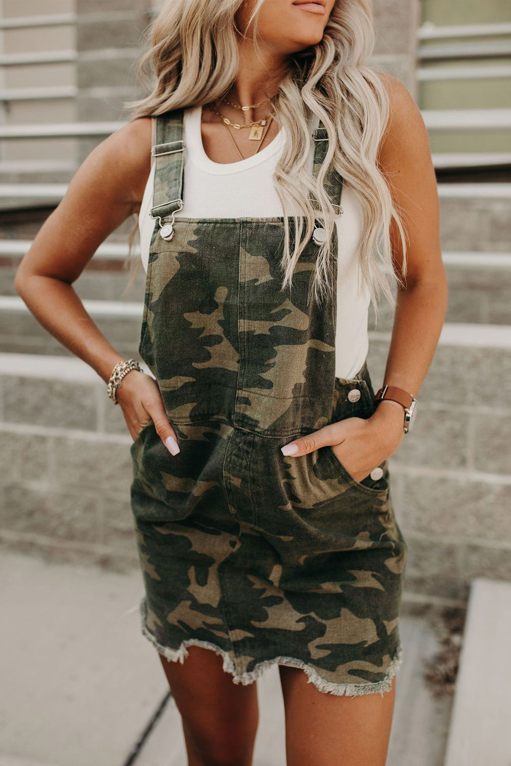 Camo Raw Hem Dress