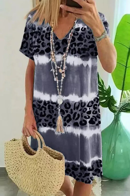 Grey Leopard T-Shirt Dress