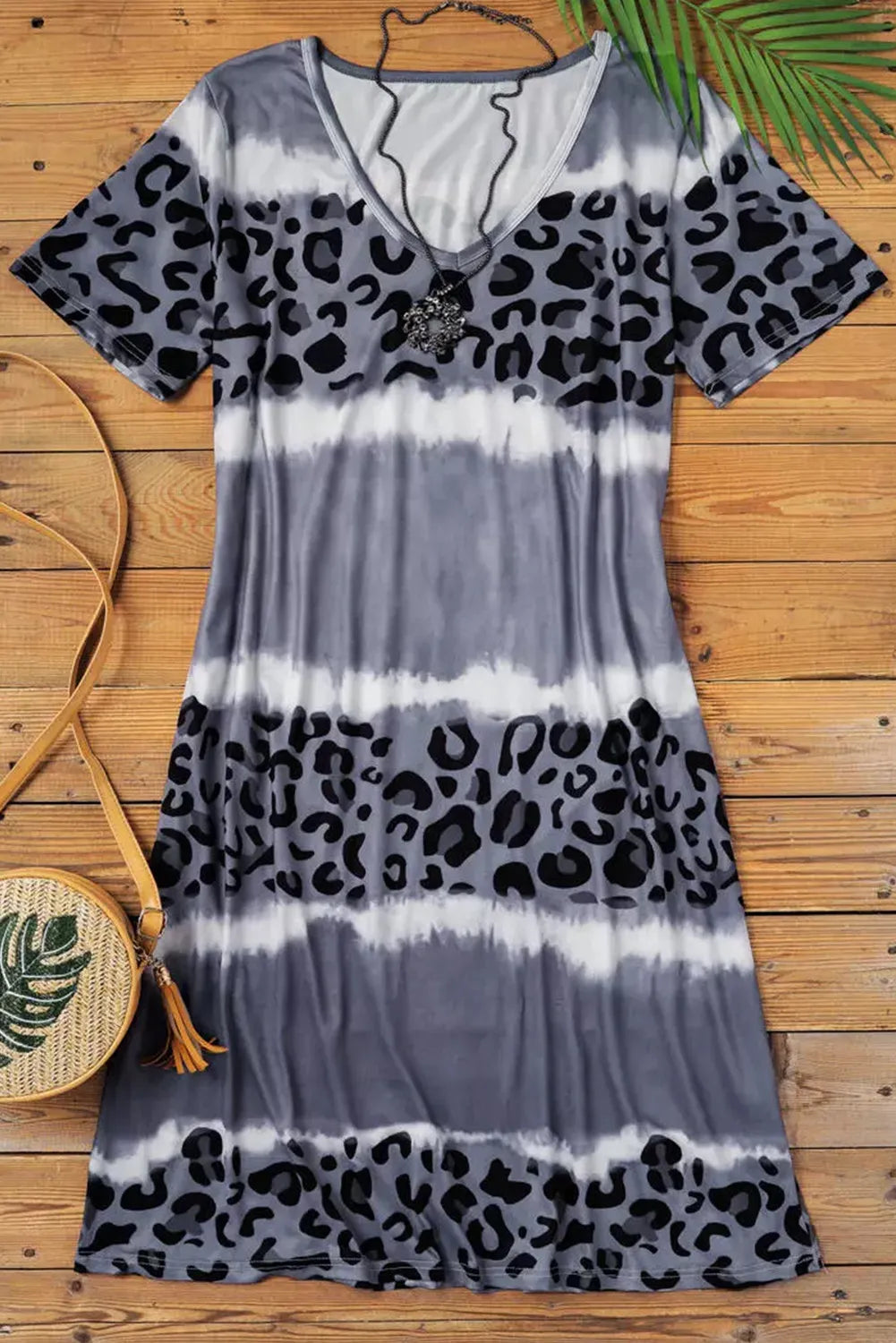 Grey Leopard T-Shirt Dress