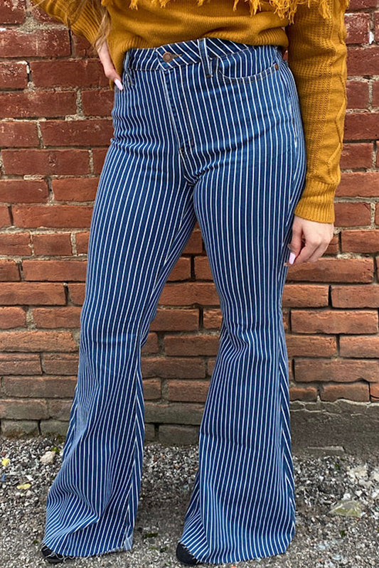Pin Stripe Flared Jeans