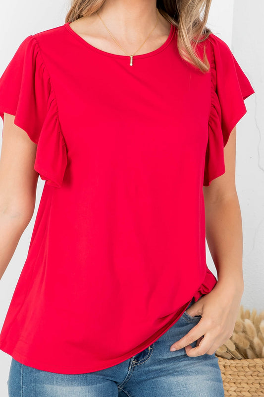 Red Flutter Top