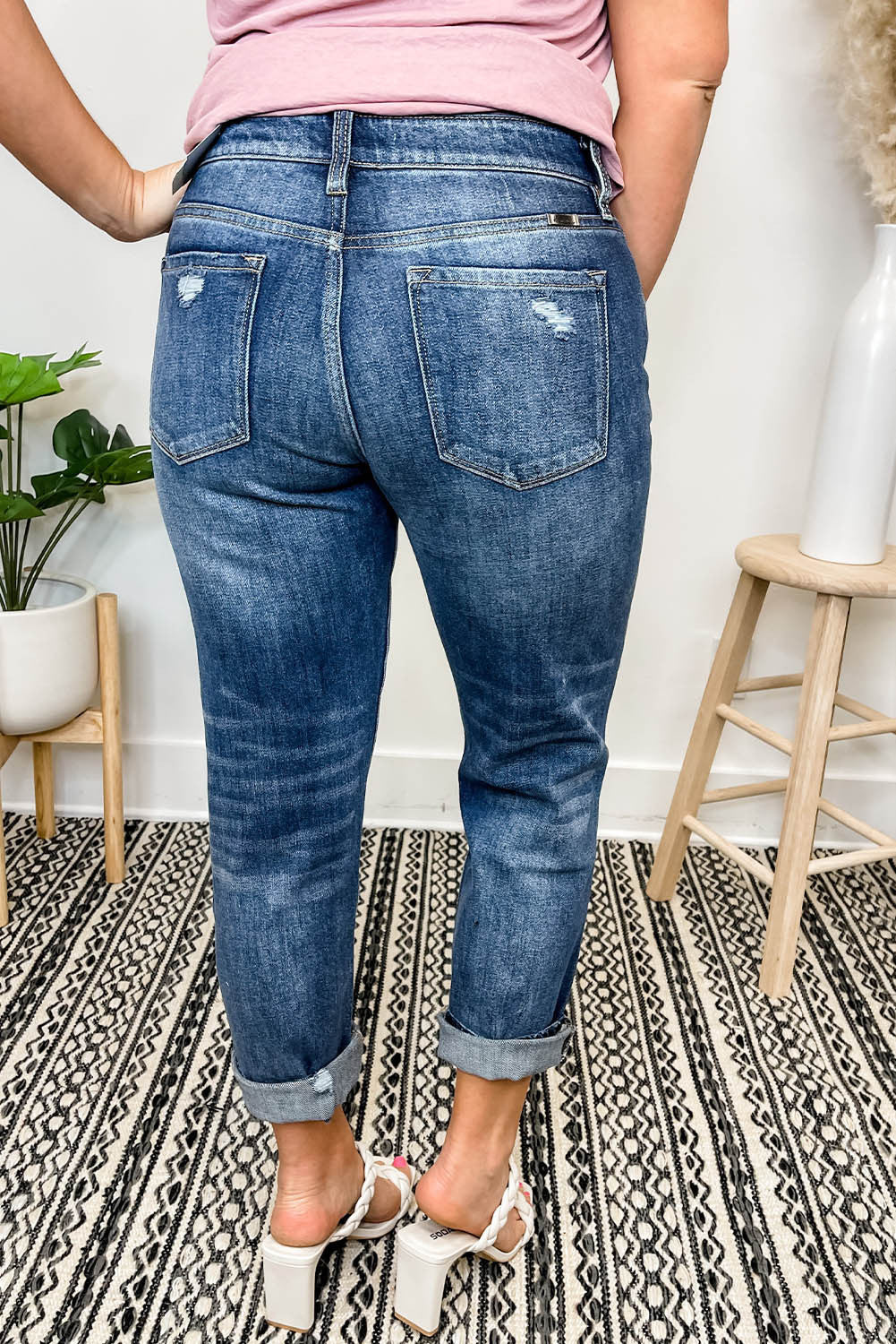 Distressed High Waist Plus Size Jeans