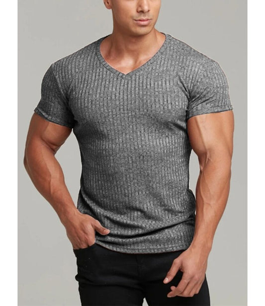 V- Neck Ribbed Tee 2